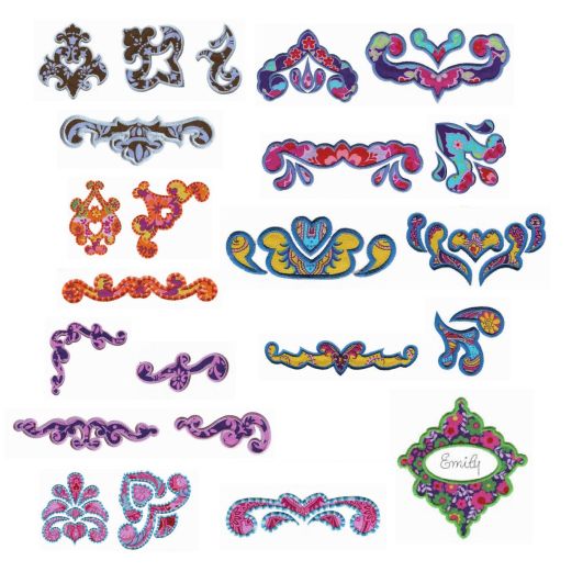 Damask Elements Applique Machine Embroidery Designs by JuJu 