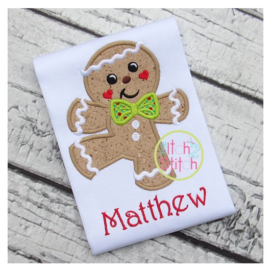 Dancing Gingerbread Boy Applique | Machine Embroidery Designs by JuJu