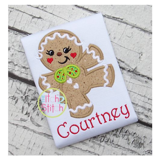Dancing Gingerbread Girl Applique | Machine Embroidery Designs by JuJu