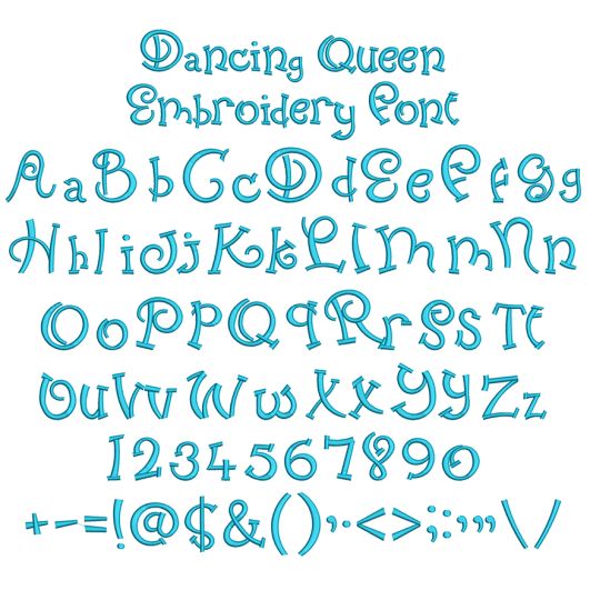 Dancing Queen Embroidery Font | Machine Embroidery Designs by JuJu