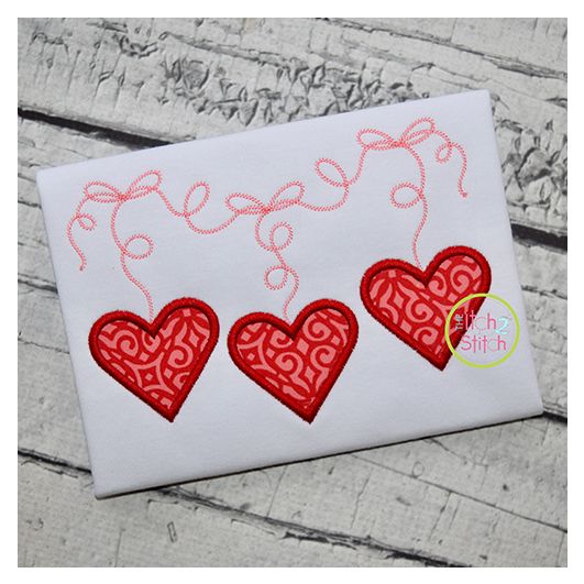 Dangling Hearts Applique | Machine Embroidery Designs by JuJu