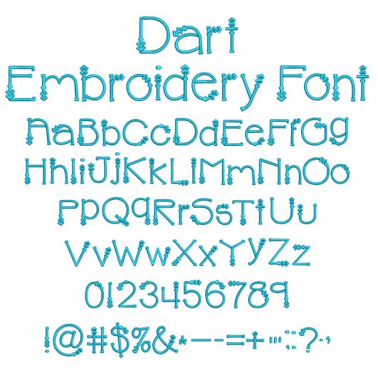Dart Embroidery Font | Machine Embroidery Designs by JuJu