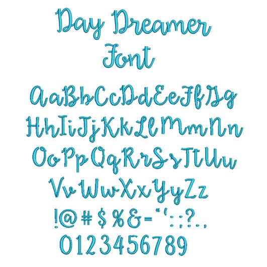 Daydreamer Embroidery Script Font Machine Embroidery Designs by JuJu