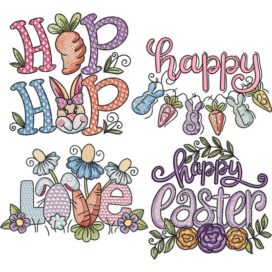 Easter Delight 2 Sketch Embroidery Set | Machine Embroidery Designs by JuJu
