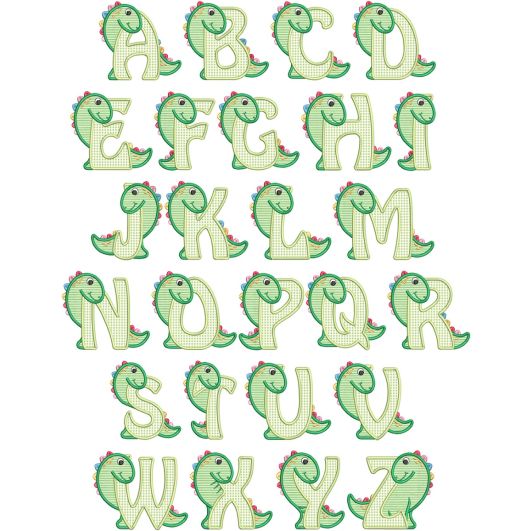 Dino Hugs Applique Alphabet | Machine Embroidery Designs by JuJu