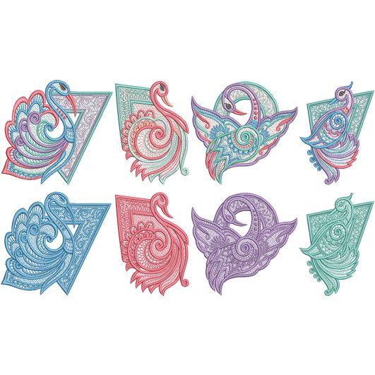 Free Standing Lace Exotic Birds 1 | Machine Embroidery Designs by JuJu
