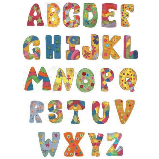 Funky Alphabet Machine Embroidery Designs by JuJu
