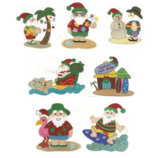 Tropical Santa Machine Embroidery Designs by JuJu