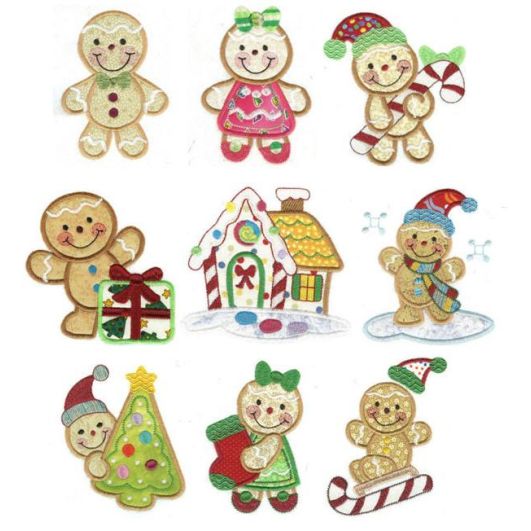 Merry Christmas Ginger Applique Machine Embroidery Designs by JuJu 