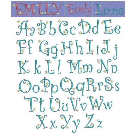 Dots n' Daisies alphabet Machine Embroidery Designs by JuJu