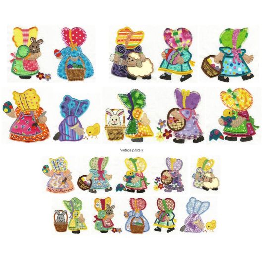 Easter Sunbonnets Applique Machine Embroidery Designs by JuJu 

