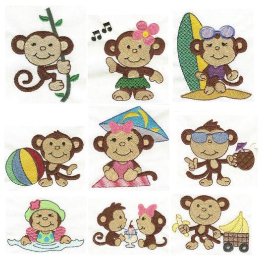 Monkey Business Machine Embroidery Designs by JuJu