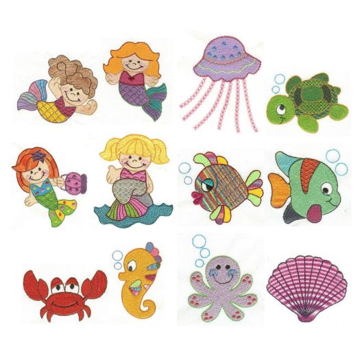 Under the Sea Filled version Machine Embroidery Designs by JuJu
