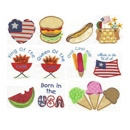 Celebrate the 4th Applique Set 1 Machine Embroidery Designs by JuJu 