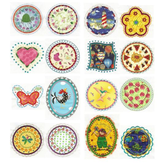 Fun Applique Patches 5x7 hoop Machine Embroidery Designs by JuJu 