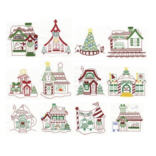 North Pole Village Colorwork Set 2 Machine Embroidery Designs by JuJu