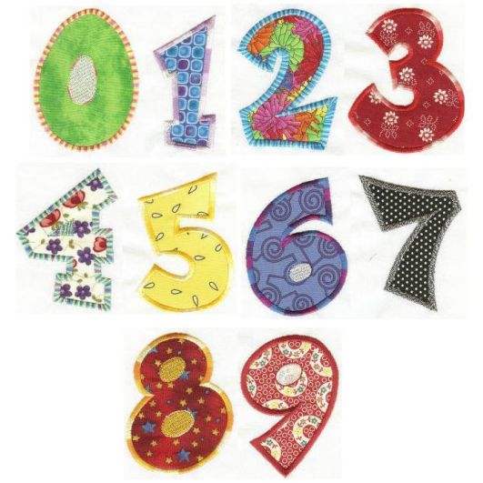Fun Applique Numbers Machine Embroidery Designs by JuJu 