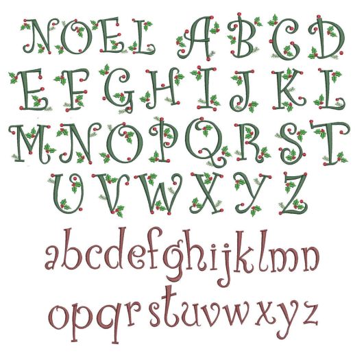 Curly Christmas Alphabet Machine Embroidery Designs by JuJu