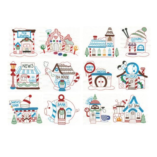 North Pole Village Colorwork Set 3 Machine Embroidery Designs by JuJu