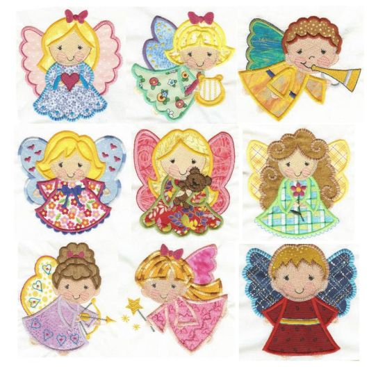 Angels Watching Over Me Applique Machine Embroidery Designs by JuJu 