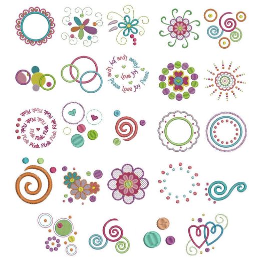 Dots and Doodles Machine Embroidery Designs by JuJu