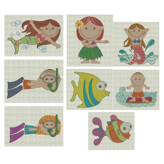 Tropical Kidz Machine Embroidery Designs by JuJu