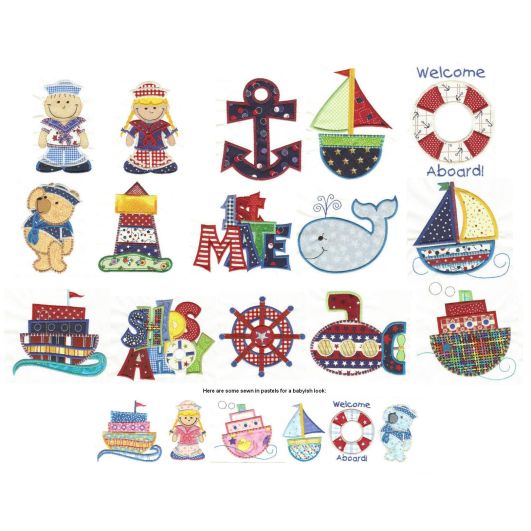 Ships Ahoy Applique Machine Embroidery Designs by JuJu 