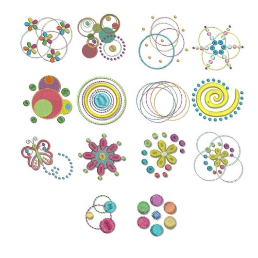 Dots and Doodles Three Machine Embroidery Designs by JuJu