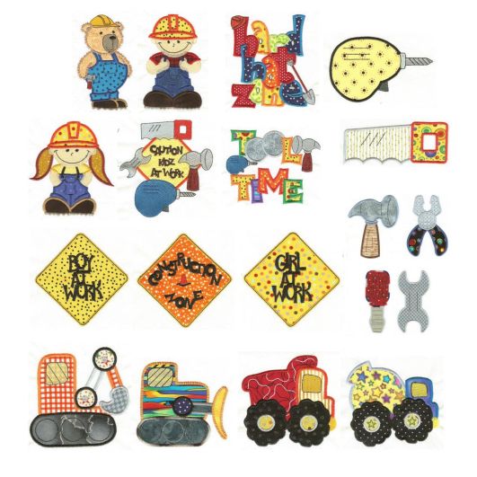 Under Construction Applique Machine Embroidery Designs by JuJu 
