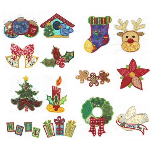 Jumbo Patchwork Christmas Applique Machine Embroidery Designs by JuJu 