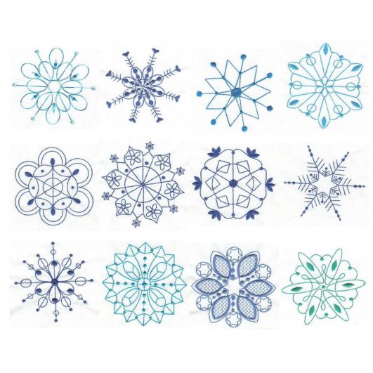 Simply Snowflakes Bluework Machine Embroidery Designs by JuJu