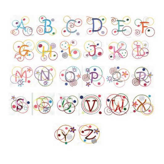 Dots n Doodles Alphabet Machine Embroidery Designs by JuJu