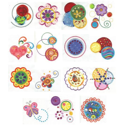 Dots n Doodles Applique Machine Embroidery Designs by JuJu 