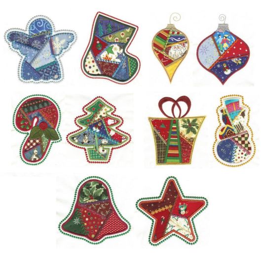 Crazy Patch Christmas Applique Machine Embroidery Designs by JuJu 