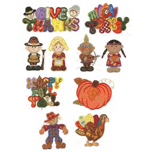 Give Thanks Applique Machine Embroidery Designs by JuJu 