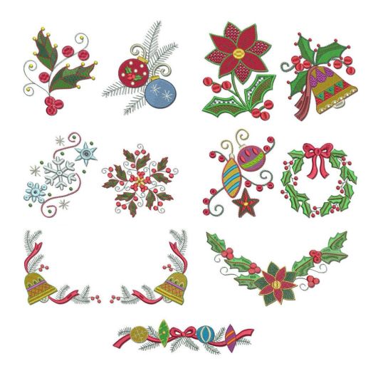 Jacobean Christmas Machine Embroidery Designs by JuJu