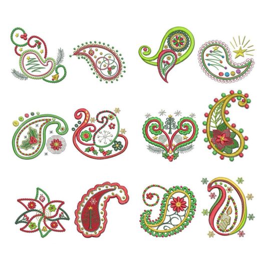 Christmas paisley filled machine embroidery designs