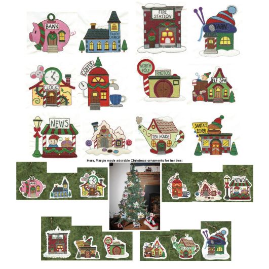 North Pole Village Filled Set 3 Machine Embroidery Designs by JuJu