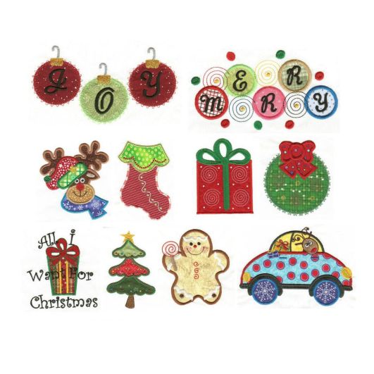 Christmas Whimsy Applique Machine Embroidery Designs by JuJu 
