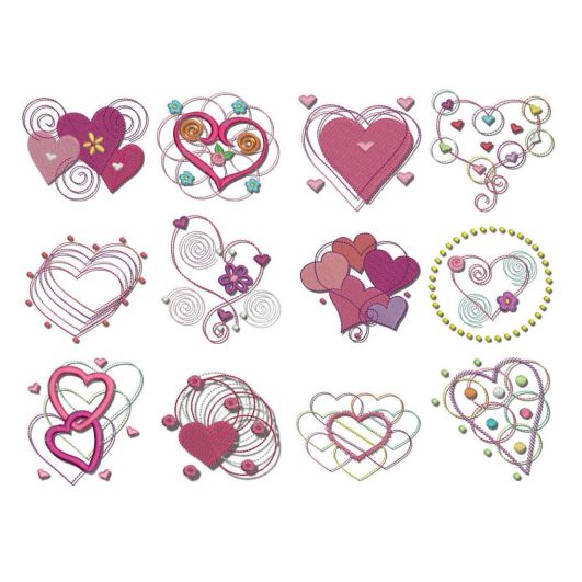 Hearts n Doodles Machine Embroidery Designs by JuJu