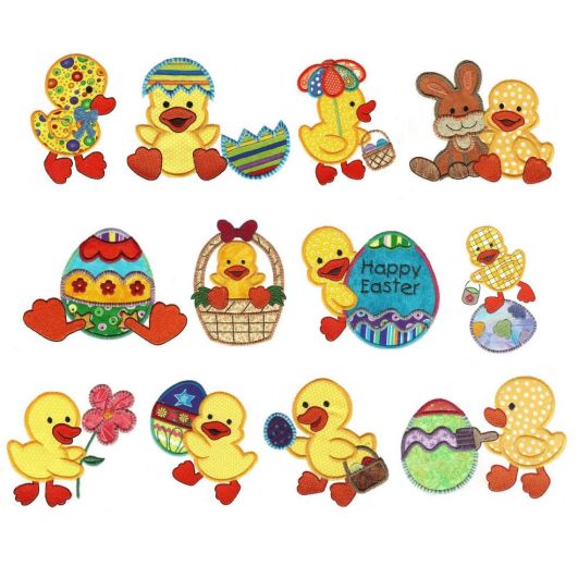 Easter Ducks Applique Machine Embroidery Designs by JuJu 