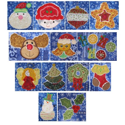 A Raggedy Christmas Applique Machine Embroidery Designs by JuJu 