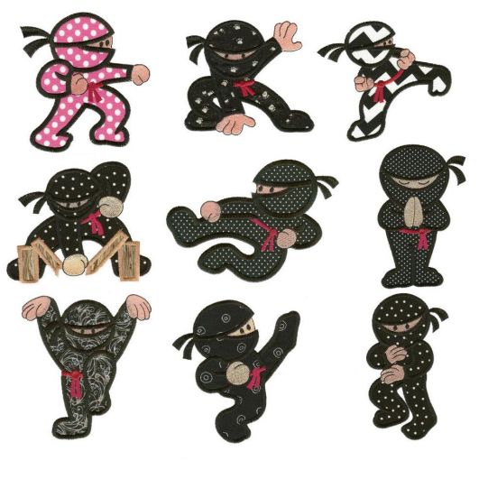 Super Ninjas Applique Machine Embroidery Designs by JuJu 