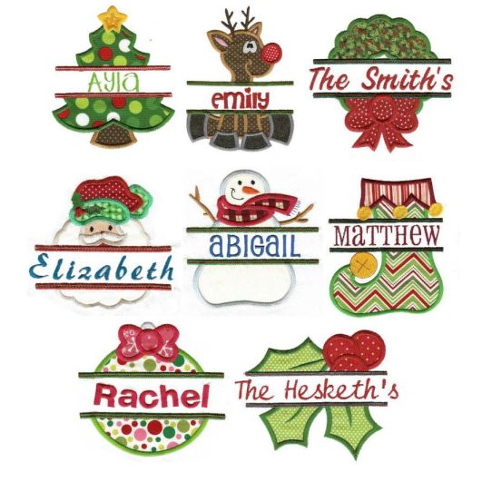 Split Christmas Applique Machine Embroidery Designs by JuJu 