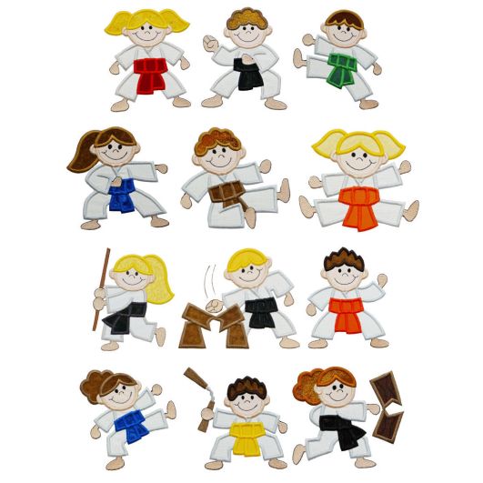 Karate Kidz Applique Machine Embroidery Designs by JuJu 