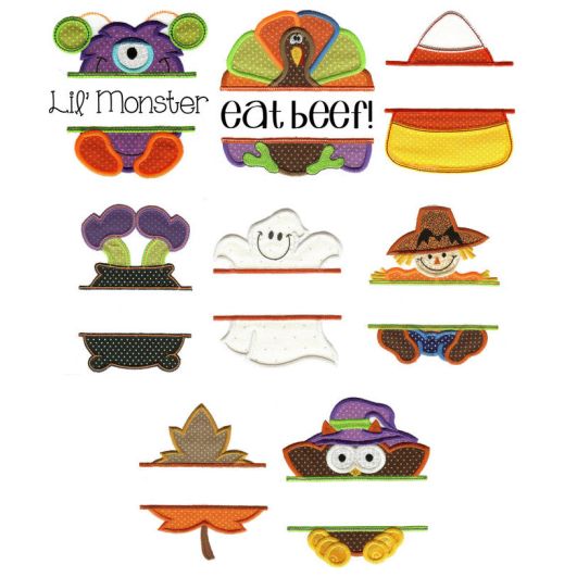 Autumn Split Applique Machine Embroidery Designs by JuJu  