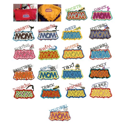 Sports Mom Applique Machine Embroidery Designs by JuJu 