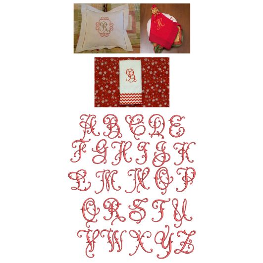 Flourish Fancy Monogram Alphabet Machine Embroidery Designs by JuJu