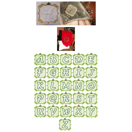 Elegant Christmas Embossed Monogram Alphabet Machine Embroidery Designs by JuJu
