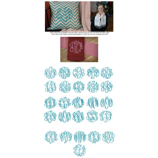 Fun Stitch Circular Script Monogram Machine Embroidery Designs by JuJu